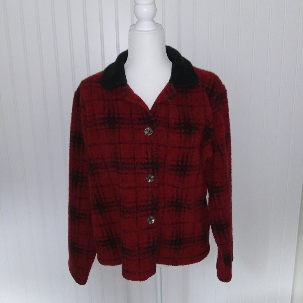 Saint John's Bay fleece plaid jacket. Large
